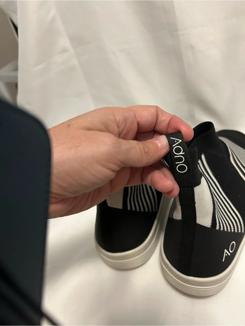 Black & White Slip-On Knit Loafers for Men